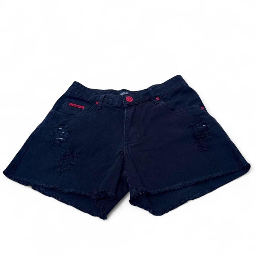 Lança Perfume Distressed Black Denim Shorts (BR/EU Size 36) Sz 28"US